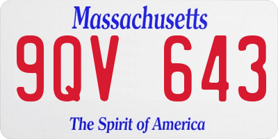 MA license plate 9QV643