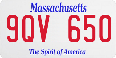 MA license plate 9QV650