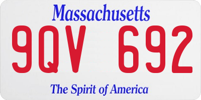 MA license plate 9QV692