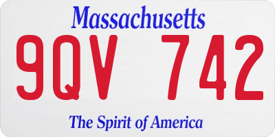 MA license plate 9QV742