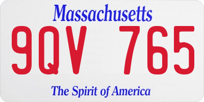 MA license plate 9QV765