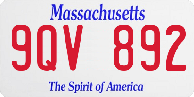 MA license plate 9QV892