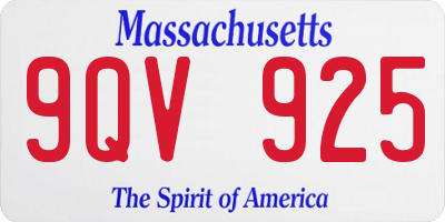 MA license plate 9QV925