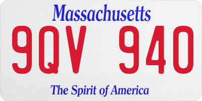 MA license plate 9QV940