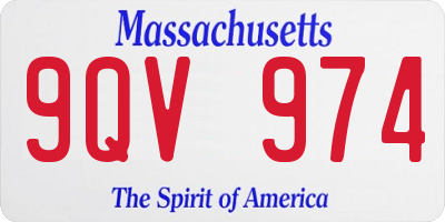 MA license plate 9QV974