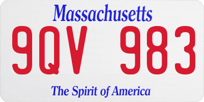 MA license plate 9QV983