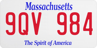 MA license plate 9QV984