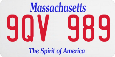 MA license plate 9QV989