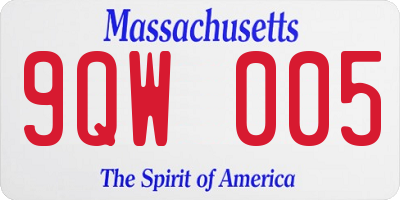 MA license plate 9QW005