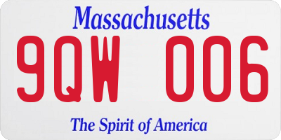MA license plate 9QW006