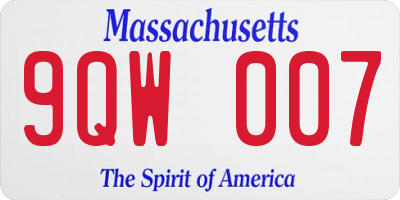 MA license plate 9QW007