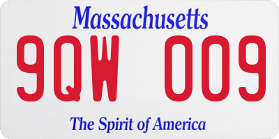 MA license plate 9QW009