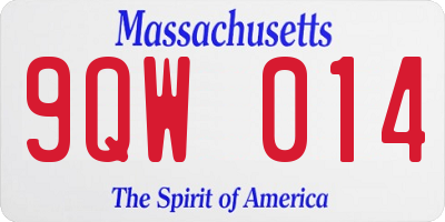 MA license plate 9QW014