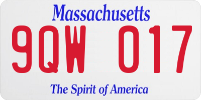 MA license plate 9QW017