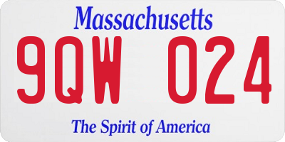 MA license plate 9QW024