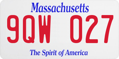 MA license plate 9QW027