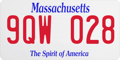 MA license plate 9QW028