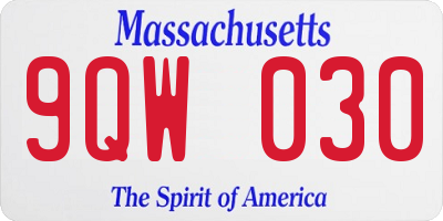MA license plate 9QW030