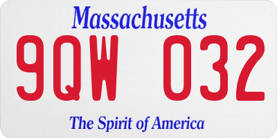 MA license plate 9QW032