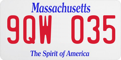 MA license plate 9QW035