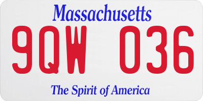 MA license plate 9QW036