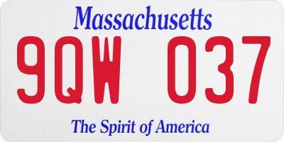 MA license plate 9QW037
