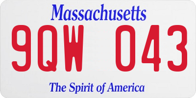 MA license plate 9QW043