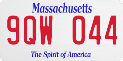 MA license plate 9QW044