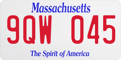 MA license plate 9QW045