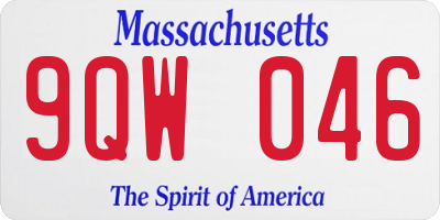 MA license plate 9QW046