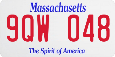 MA license plate 9QW048