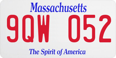 MA license plate 9QW052