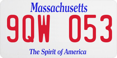 MA license plate 9QW053