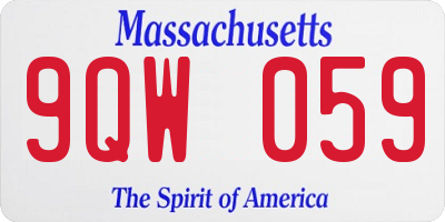 MA license plate 9QW059