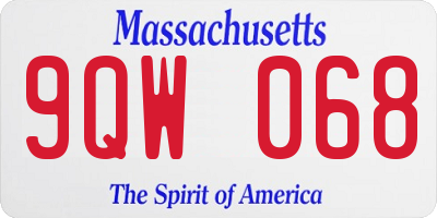 MA license plate 9QW068