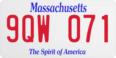 MA license plate 9QW071