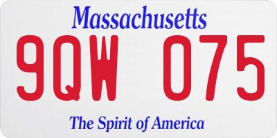 MA license plate 9QW075