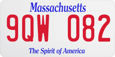 MA license plate 9QW082