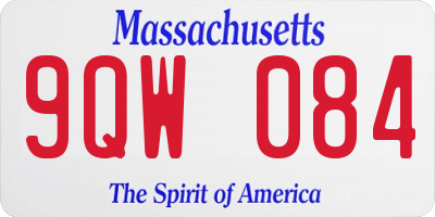 MA license plate 9QW084