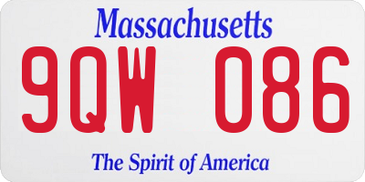 MA license plate 9QW086