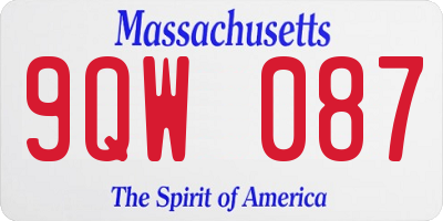 MA license plate 9QW087