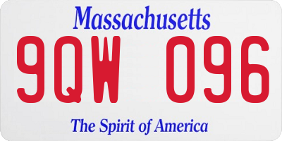 MA license plate 9QW096