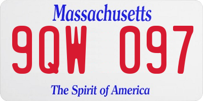 MA license plate 9QW097