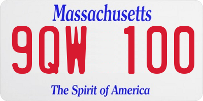 MA license plate 9QW100