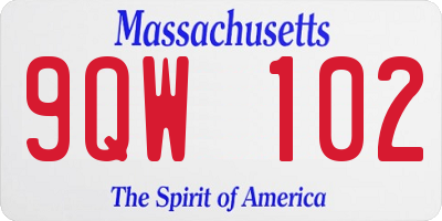 MA license plate 9QW102