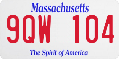 MA license plate 9QW104