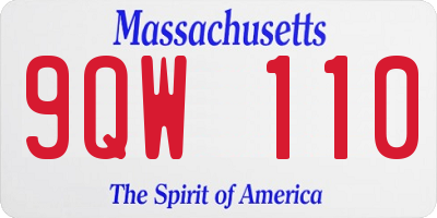 MA license plate 9QW110