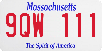 MA license plate 9QW111