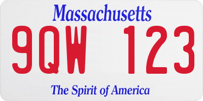 MA license plate 9QW123