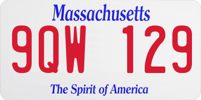 MA license plate 9QW129